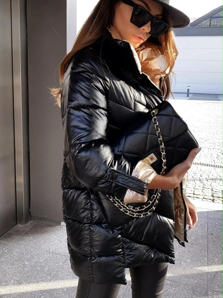 Piumino Donna Reversibile con Collo Alto 🇮🇹