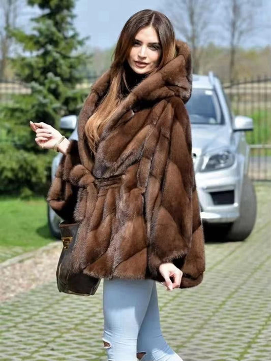 Eco-Pelliccia con Cappuccio e cinta in vita Made in Italy spedizione gratuita e pagamento alla consegna 🚚 🇮🇹