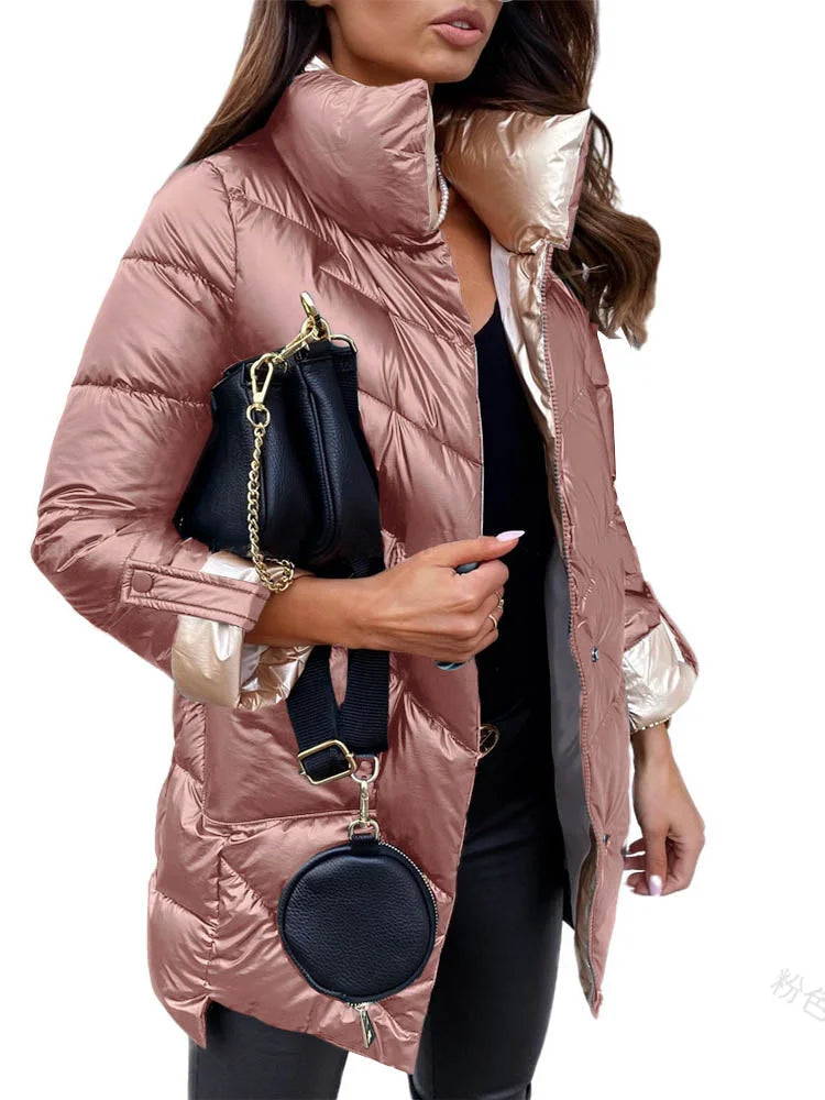 Piumino Donna Reversibile con Collo Alto 🇮🇹