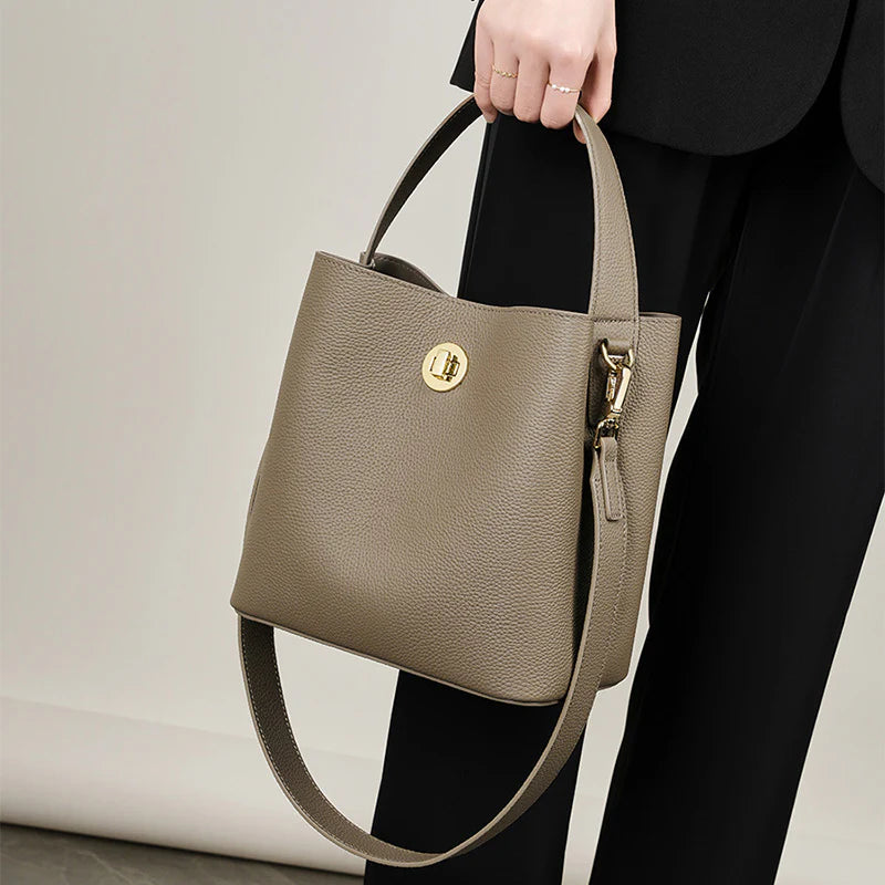 Borsa a tracolla a secchiello moda minimalista da donna