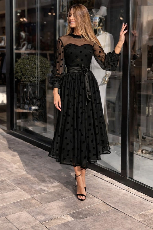 Abito Pois in Organza Tessuto Made in Italy