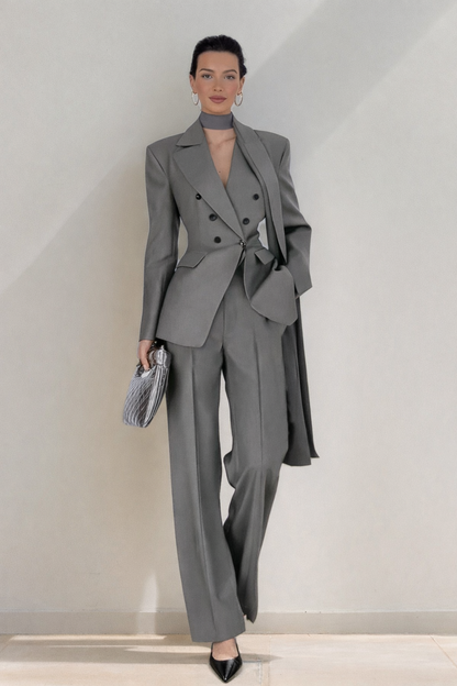 ✨ Tailleur Donna Elegante – Completo Giacca Doppiopetto e Pantalone