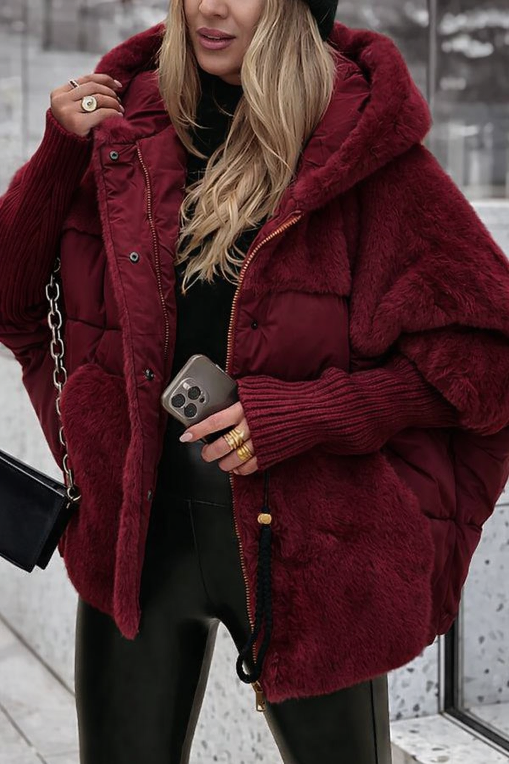 Piumino con Inserti in Eco-Pelliccia  Made in Italy 🇮🇹